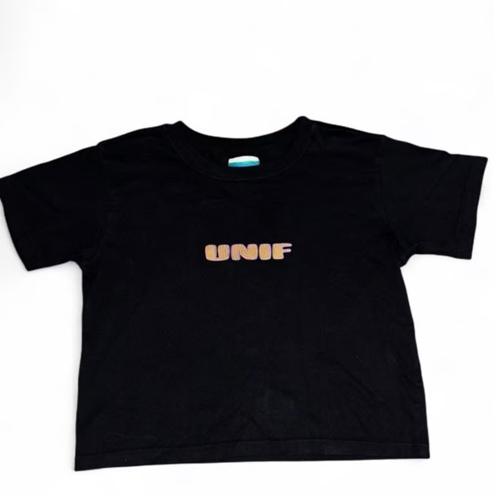 UNIF Black Baby Tee with Gradient Logo